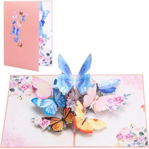 Carte anniversaire femme papillons et fleurs