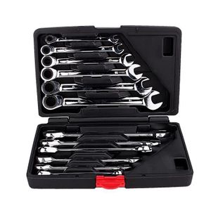 12 pi/èces Cles plates a cliquet Cle mixte 8-19 mm Sotech Jeu de cl/és mixtes avec sac de transport Jeu de cl/és M/étrique