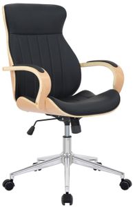 Chaise De Bureau à Roulettes Design Blanc, Bois Clair Et Acier Chromé  Curved - Chaise - Fauteuil bureau BUT
