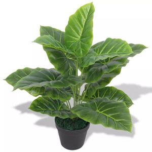 FLEUR ARTIFICIELLE Plante taro artificielle avec pot 45 vert