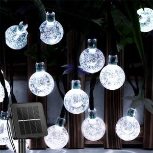 GUIRLANDE D'EXTÉRIEUR Guirlande électrique à énergie solaire 20LED Blanc - Boules de cristal - Décoration de Noël