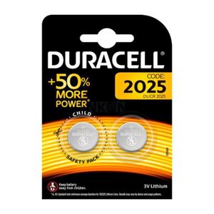 PILES Pack 2 piles bouton CR2025 Duracell