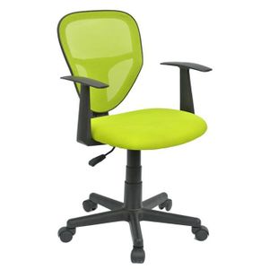 CHAISE DE BUREAU Chaise de bureau pour enfant - IDIMEX - STUDIO - Vert - A roulettes - Réglable en hauteur