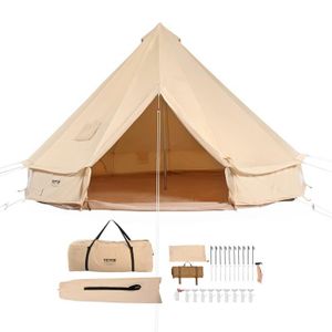 TENTE DE CAMPING Tente de camping -VEVOR- 4 Saisons - avec Trou de Poêle - Hauteur 200 cm,Diamètre 3 m,Poids 17,1kg pour Groupes en Plein Air, Fête
