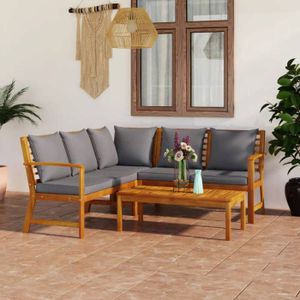 Ensemble table et chaise de jardin Salon de jardin en bois d'acacia solide avec couss