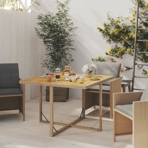 Ensemble table et chaise de jardin Table de jardin Beige 109x107x74 cm Résine tressée