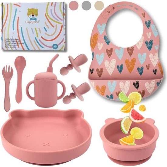 Assiettes Compartimentées Pour Bébé En Acier Inoxydable Avec Ventouse Silicone - Set Vaisselle Enfant Anti-Dérapante