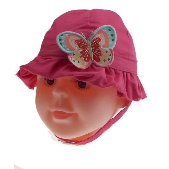 1 Bob Chapeau Bebe Fille Papillon Fuchsia Taille 47 Cm 100 Coton Cdiscount Pret A Porter