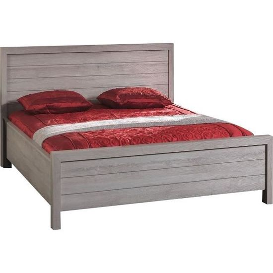 Lit Adulte 160x200 Coloris Chene Gris Achat Vente Structure De