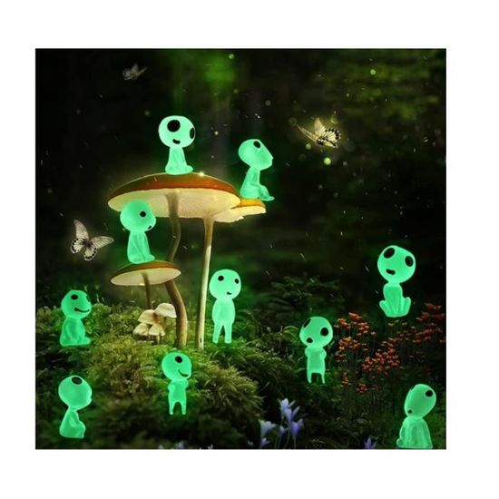 20 Pièces Figurines Elfes Lumineux + Briquettes - Décoration Jardin Micro Paysage Princesse Mononoké