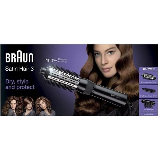 Brosse à air chaud Volume&Style AS 400 - BRAUN - Satin Hair 3 - 2 températures - Roll-out - Violet