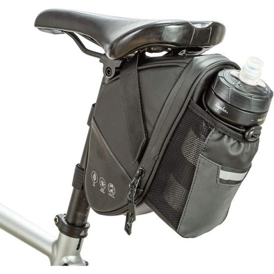 ROCKBROS Sacoche De Selle Vélo Arrière Mini Sac De Queue VTT BMX 0,5L Paquet Sous Siège Bandes Réfléchissantes Universel Léger Vélo De Route Ville Cyclime Sangle Scratch Support Nylon 56g/44g Noir