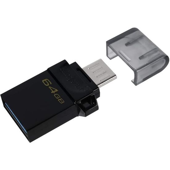 Kingston DataTraveler DTDUO3G2 microDuo3 G2 64Go Clé microUSB et USB Type-A ports pour Android OTG Noir