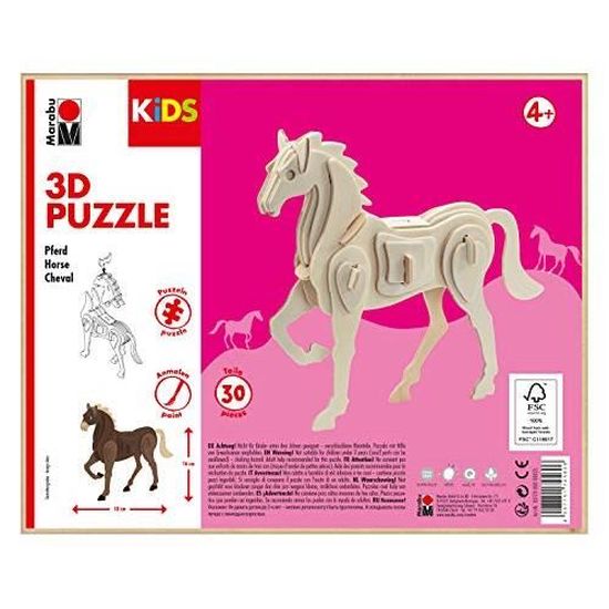 18 x 16 cm Marabu 0317000000023 Kids 3D Puzzle en Bois pour Enfant 30 pièces env Marron