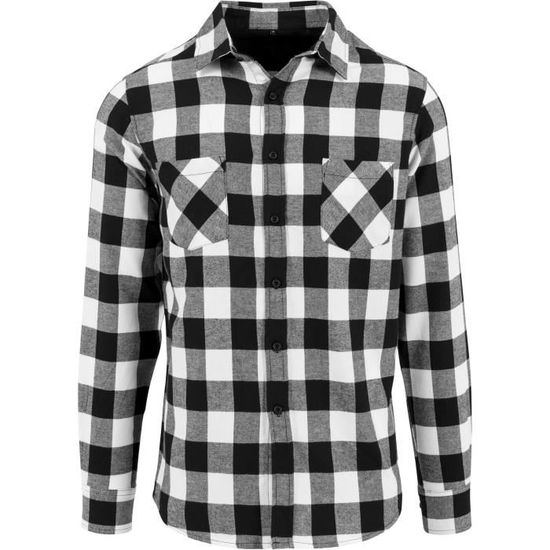 Chemise Homme Hanband à Carreaux - Marron, Noir, Blanc, Jaune, Taille XL, 100% Coton, Manches Longues