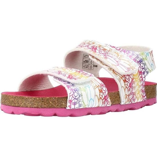 Sandales Kickers Summerkro pour fille Blanc Talon plat