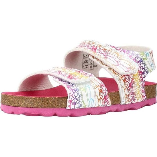 Sandales Kickers Summerkro pour fille - Blanc - Talon plat - Fermeture scratch