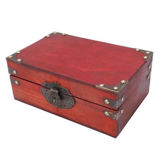 Coffre Au Trésor En Bois Vintage - Ancienne Boîte à Bijoux De Collection