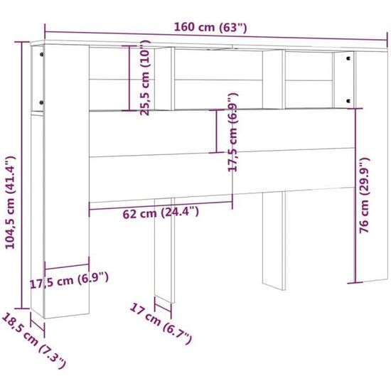 Armoire tête de lit avec LED chêne sonoma 180x17x102 cm
