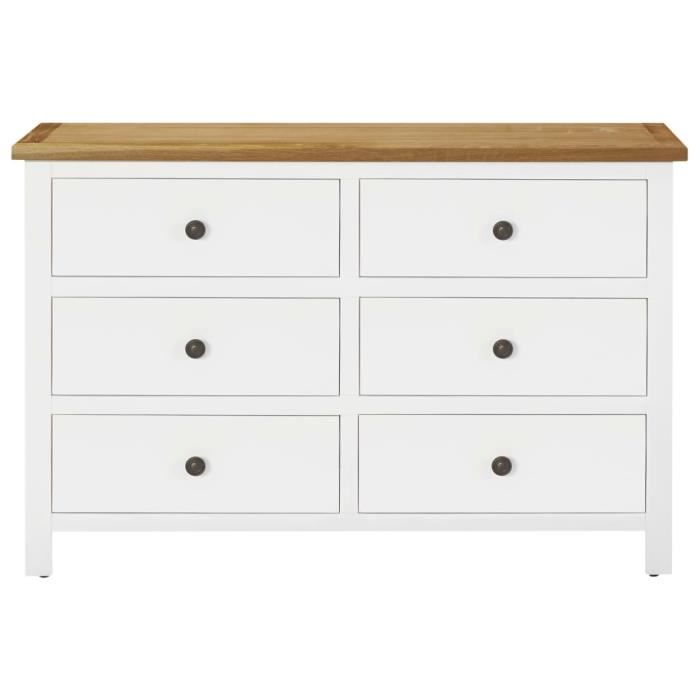 PET Commode 105x33,5x73 cm Bois de chêne massif MDF avec placage de chêne, bois d'acacia massif Chêne et blanc
