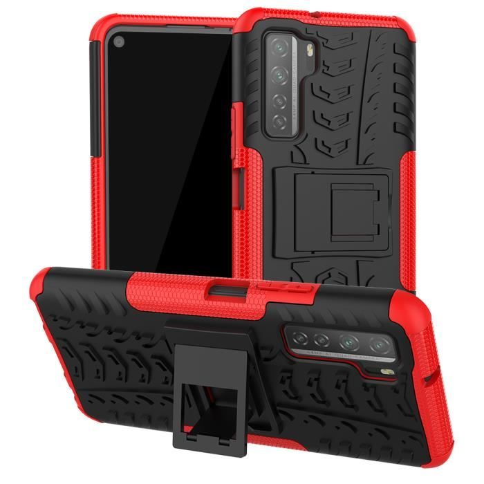 Coque Huawei P40 Lite (5G) avec Verre Trempé, TPU Robuste en Silicone Étui PC Hybrid Double Layer Housse.