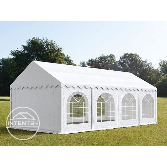 TOOLPORT barnum 4x8 m, tonnelle chapiteau tente de réception, PVC 500g/m², H. 2 m, blanc