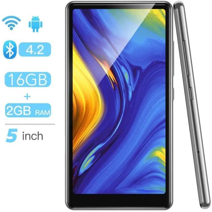 Lecteurs MP3 et MP4 AGPTEK 16Go MP4 Bluetooth WiFi 5 Pouces Ecran Tactile Complet, Haut-Parleur Lecteur Musique Audio Hi 14851