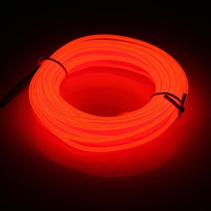 U 3M LED Flexible EL fil Néon lueur Lumière Bande SANS Contrôleur Batterie Rouge So11289