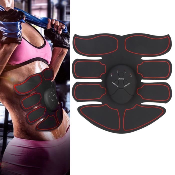 EMS Appareil Abdominaux Musculation Intelligent Abdomen Patch (1 abdomen + 2 bras + 3 principaux) (noir + rouge)