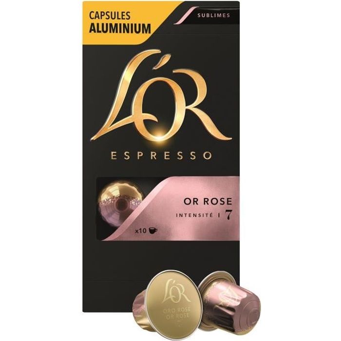 Café capsules L’Or Espresso Or Rose x10, en aluminium compatibles Nespresso