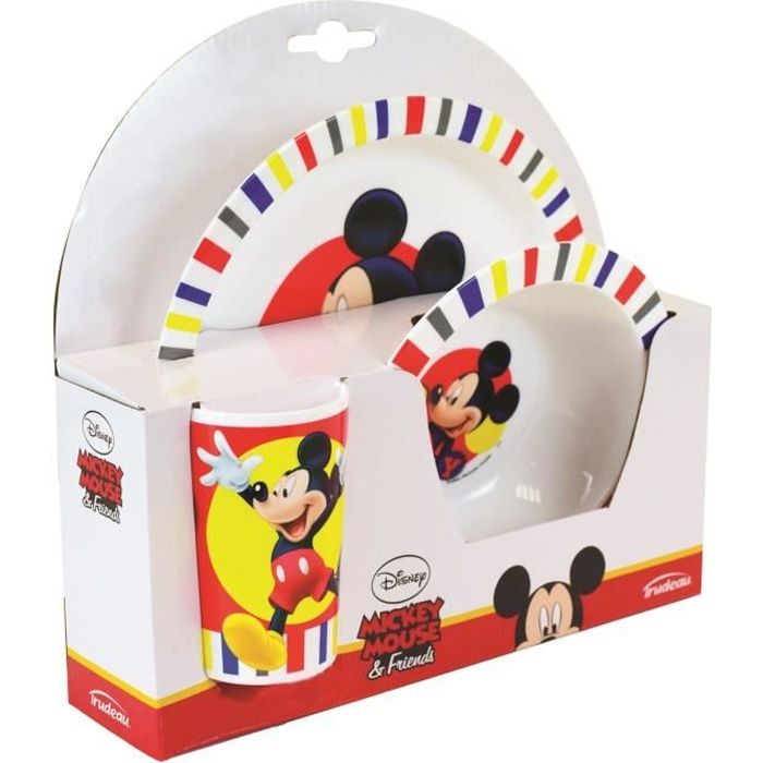 Fun House Disney Mickey ensemble repas comprenant 1 assiette, 1 verre pour enfantet 1 bol pour enfant