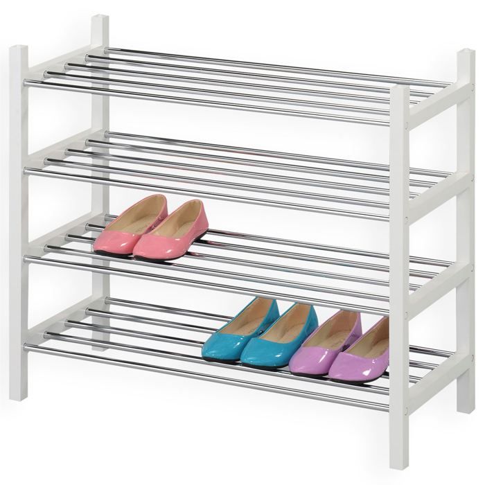 Etagère à chaussures RESA 4 tablettes laqué blanc
