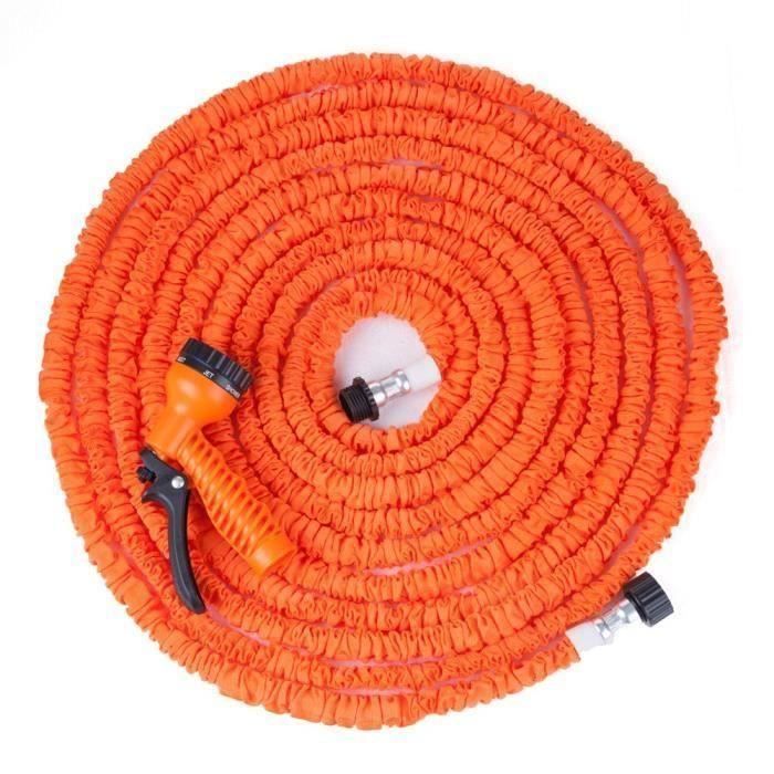 JEOBEST® 30m/100ft Tuyau d'arrosage extensible magique, Tuyau d'arrosage flexible, Orange,