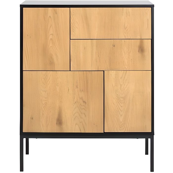 Miliboo - Buffet industriel 5 portes métal et bois TRESCA
