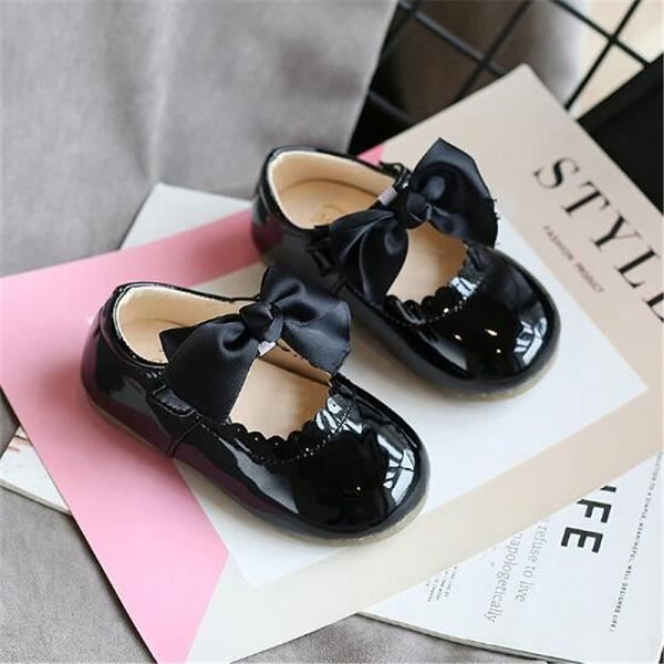 Chaussures de danse,Chaussures à n?ud mignon pour petites filles, chaussures de danse en cuir verni de princesse, taille 21-30, au