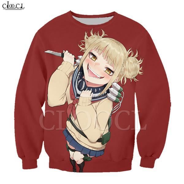 Sweat-shirt imprimé 3D homme,Sweat-shirt animé pour filles Toga Himiko My Hero academy, avec avertissement imprimé 3D, pour hommes
