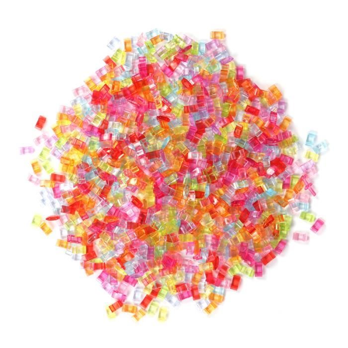 1200PC Bracelet pour enfants perles tissage de petit acrylique Double trou perlé décor carrées BRACELET - GOURMETTE - JONC