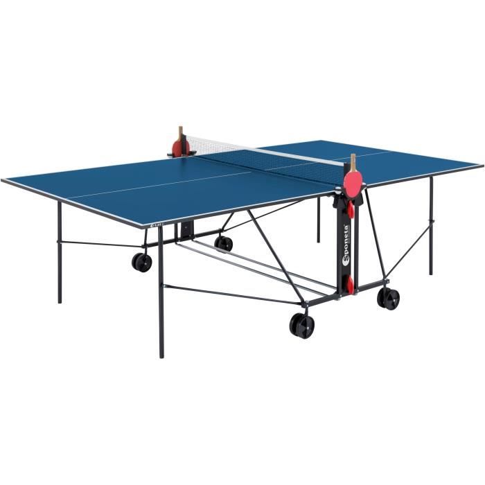 SPONETA - Table Tennis de Table - Table Ping Pong Compacte - Usage Intérieur - Bleu et noir