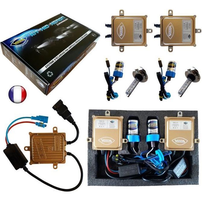 Eclairage pour phares camion - Kit 24 VOLTS HID Xénon Vega® 24V H7 8000K 55W slim DSP AC 2 ampoules à embase métallique