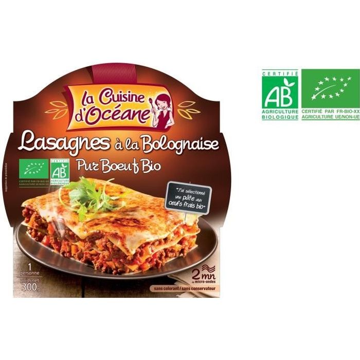 Lasagnes à la bolognaise bio 300g La Cuisine D'Océane