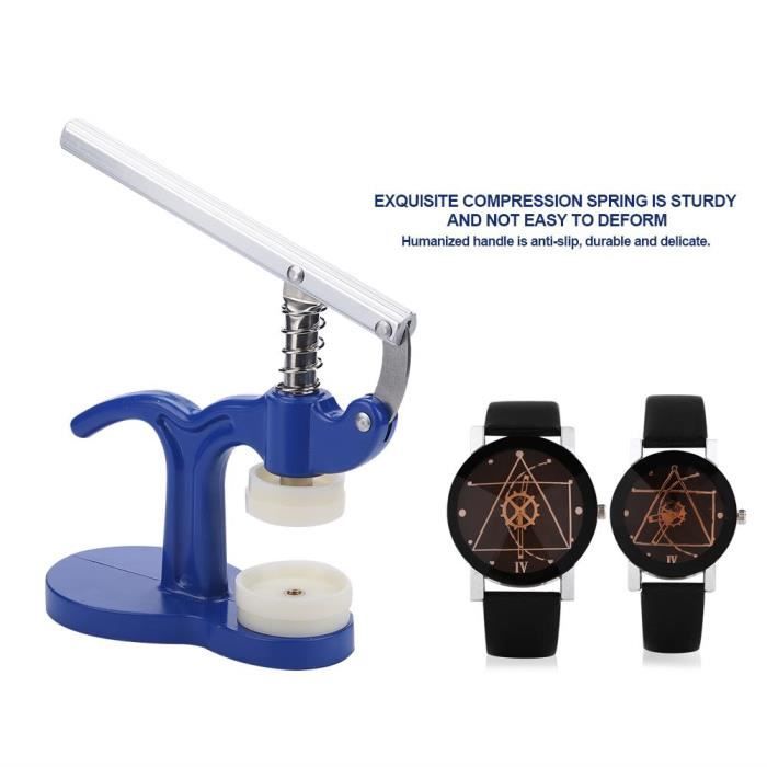 Outil de presse pour les montres en alliage Outil de réparation Horloger presse avec 12 matrices bleu
