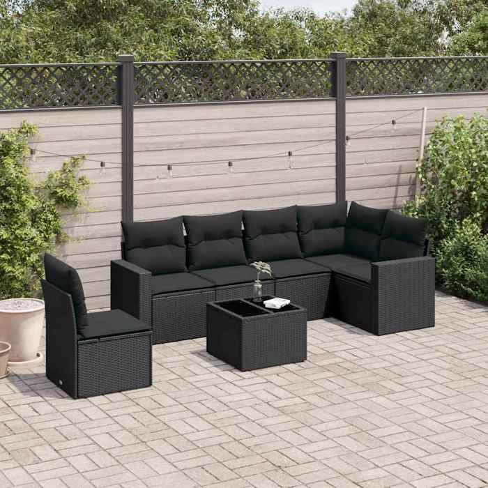 vidaXL Salon de jardin 6 pcs avec coussins Résine tressée ensemble de canapés d'extérieur canapé d'angle de jardin 3308162 - vue 5