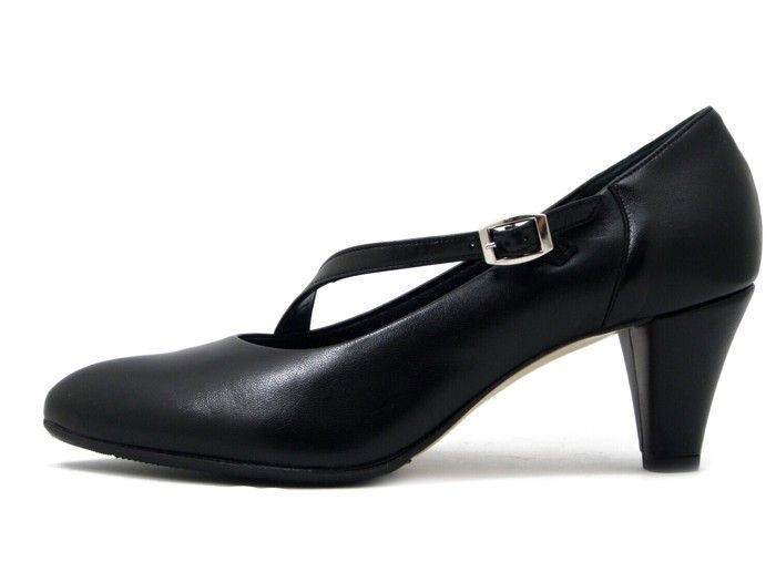 Jamron Escarpins Femmes Cuir Souple Talon Bloc Mi-Haut 4,5 Cm Avec Sangle Cheville - Chaussures Ville Élégantes