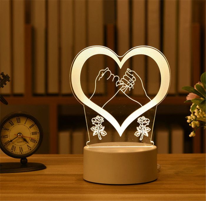 Lampe LED 3D en acrylique Love Romantique pour la maison veilleuse pour enfants lampe de table décor de fête danniversaire-19