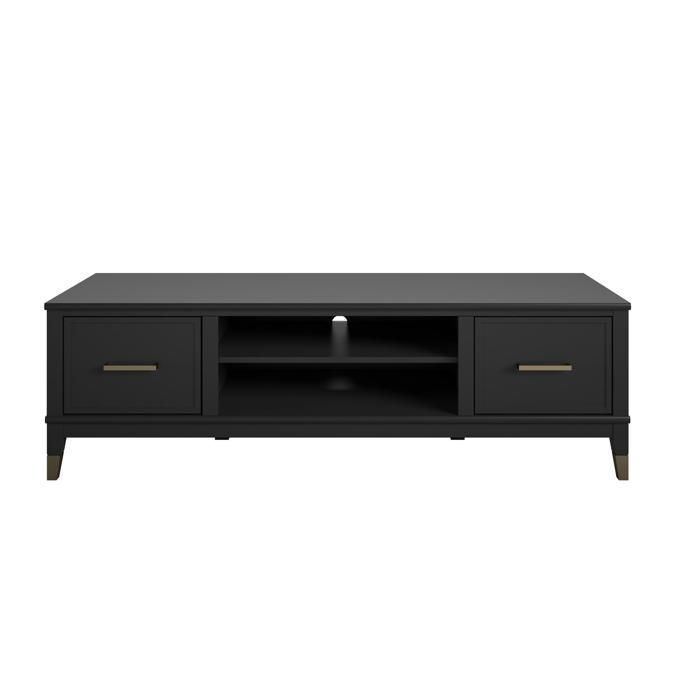 Westerleigh Meuble TV avec 2 portes en MDF noir
