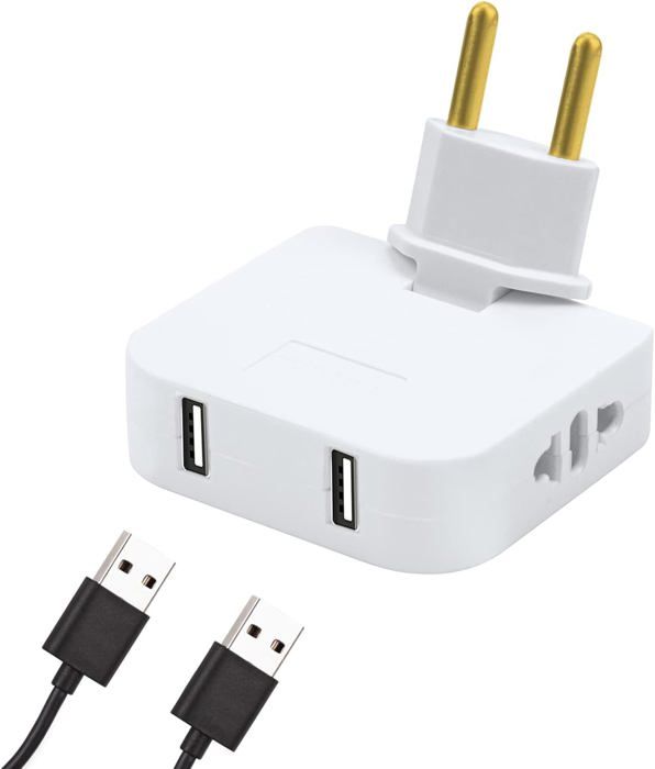 Prise Plate Derriere Meuble avec 2 Prises de 220 V et 2 USB Prise Plate avec Connexion Pivotante à 180 Adaptateur Européen