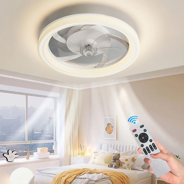 PRUMYA Ventilateur de plafond silencieux 48 cm 88 W avec lumière 3 couleurs télécommande et 6 vitesses - Prumya