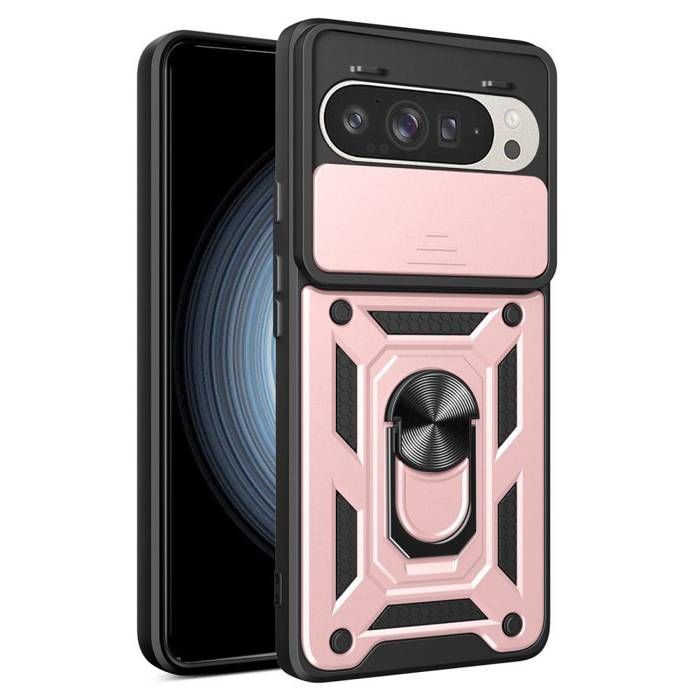 Coque pour Google Pixel 9 et 9 Pro 5G 5G - housse etui rigide anti choc + film ecran - ROSE