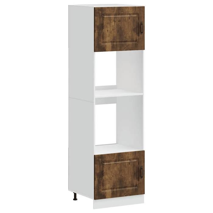 (SOLDE dété)Armoires de four/Colonne de cuisine - 2 pcs Lucca - Pieds réglable - chêne fumé bois dingénierie Aspect élégant*7809