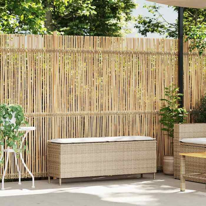 VENTE-FLASH Banc de jardin - Siège/Meuble - avec coussin beige 110x30x405 cm résine tressée @3260576